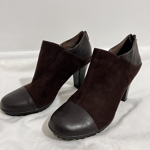 Aerosoles Commentary Brown Ankle Boots Size 9M Faux Leather Bootie Business - Picture 1 of 10